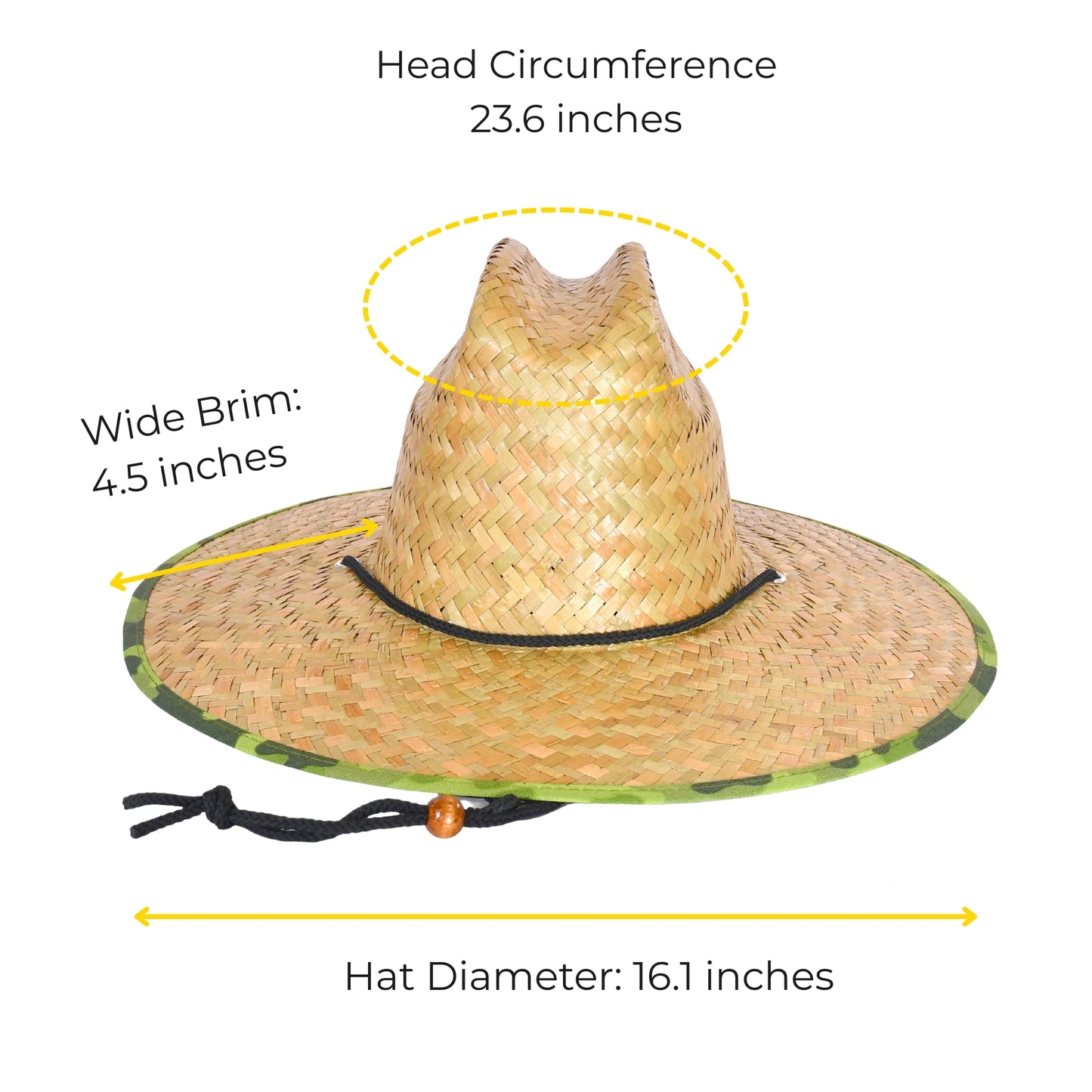 48 PCS Lifeguard Straw Hats with Camo Lining (MSRP $14.99)