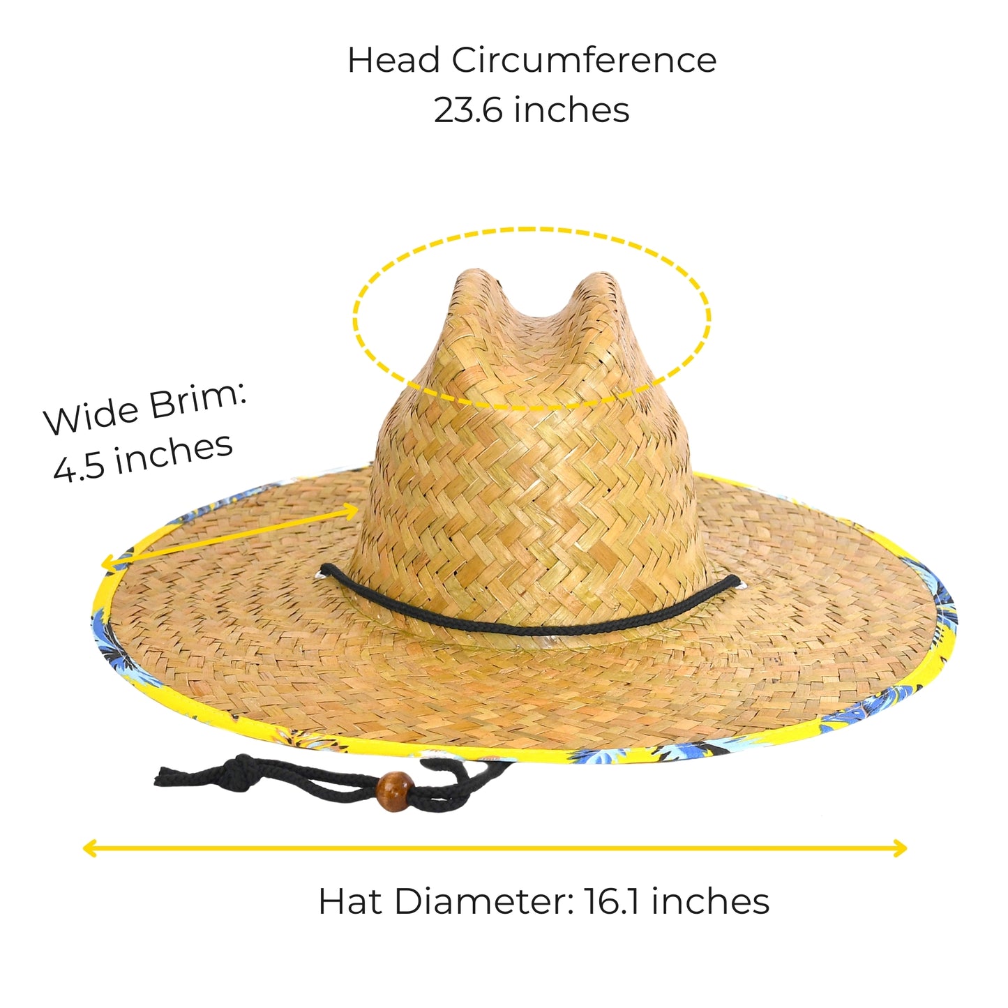48 PCS Lifeguard Straw Hats with Tropical Yellow Lining (MSRP $14.99)
