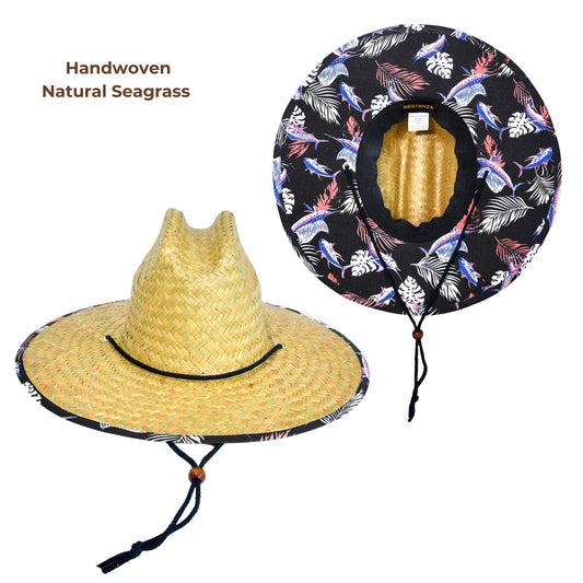 Lifeguard Straw Hats with Black Fish Lining