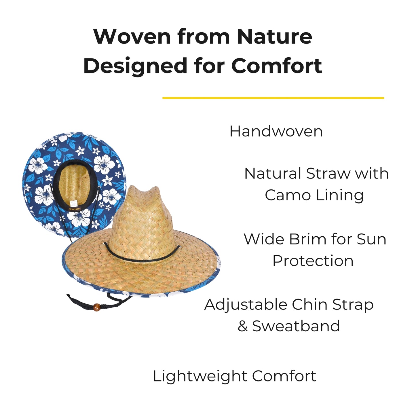 48 PCS Lifeguard Straw Hats with Navy Lining (MSRP $14.99)