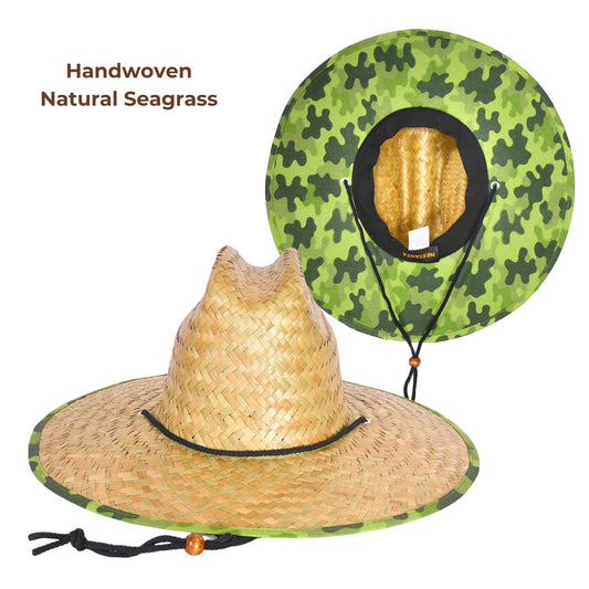 Lifeguard Straw Hats with Camo Lining