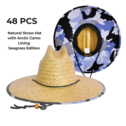 48 PCS Lifeguard Straw Hats with Arctic Camo Lining (MSRP $14.99)