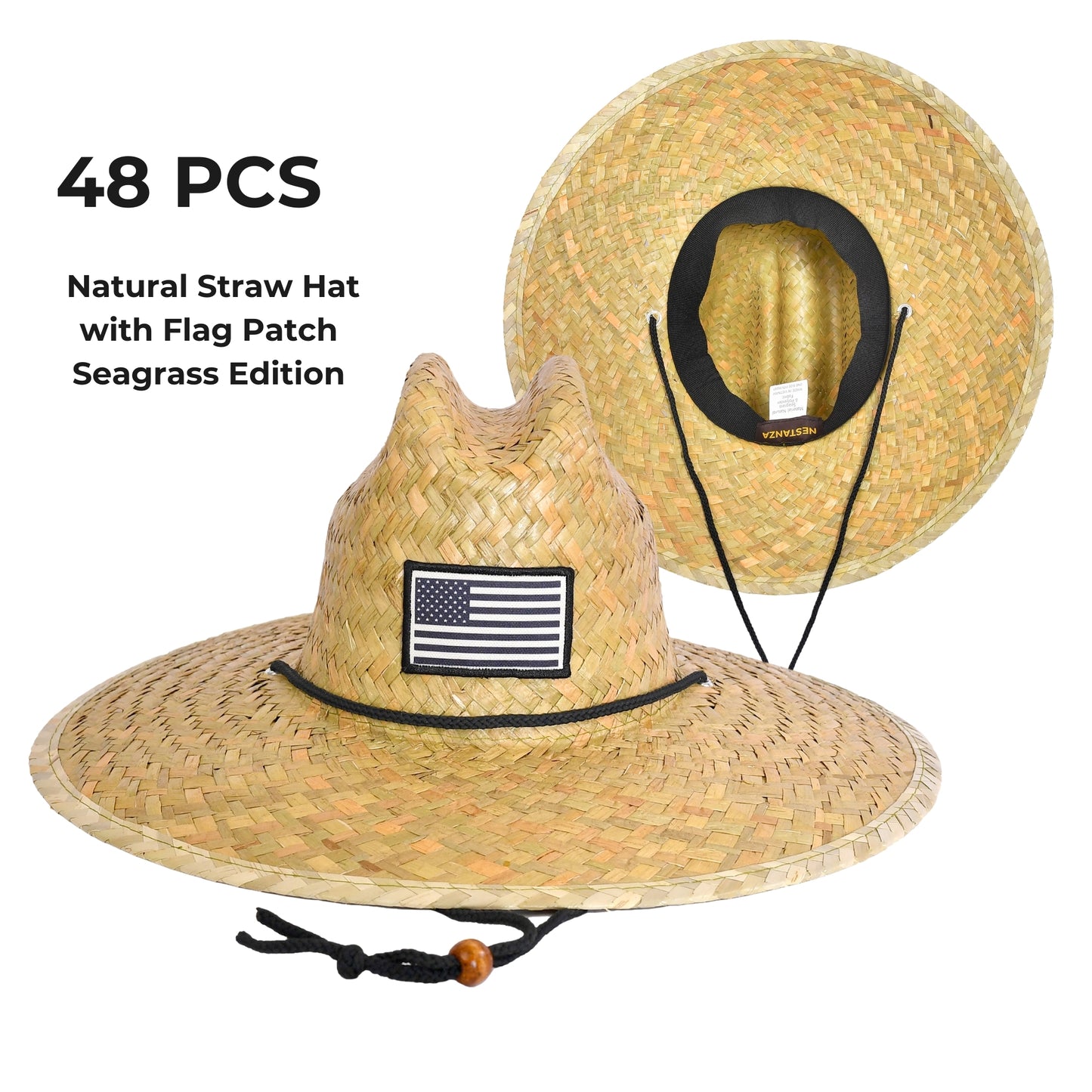 48 PCS Lifeguard Straw Hats with Flag Patch (MSRP $11.99)