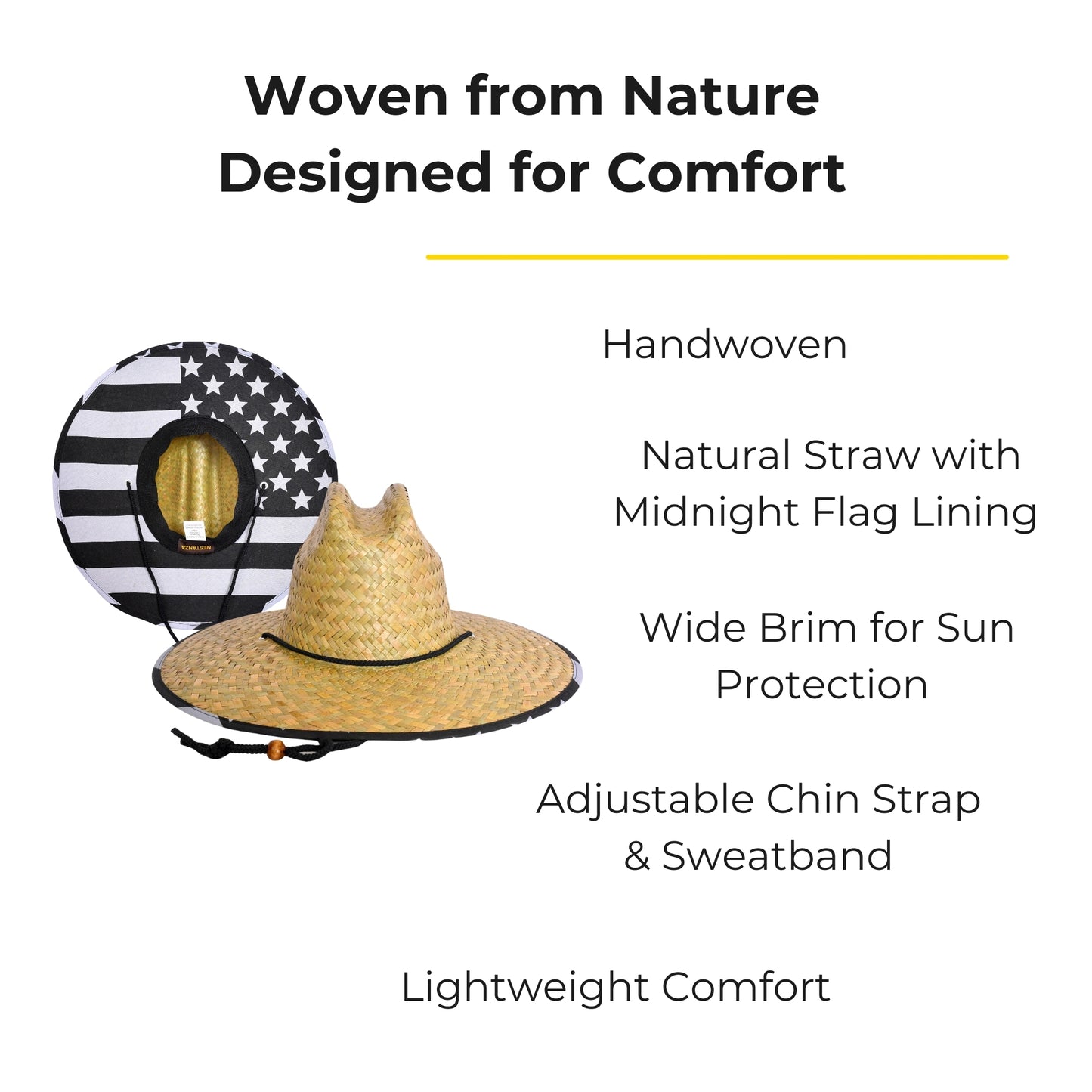 48 PCS Lifeguard Straw Hats with Midnight Flag Lining (MSRP $14.99)