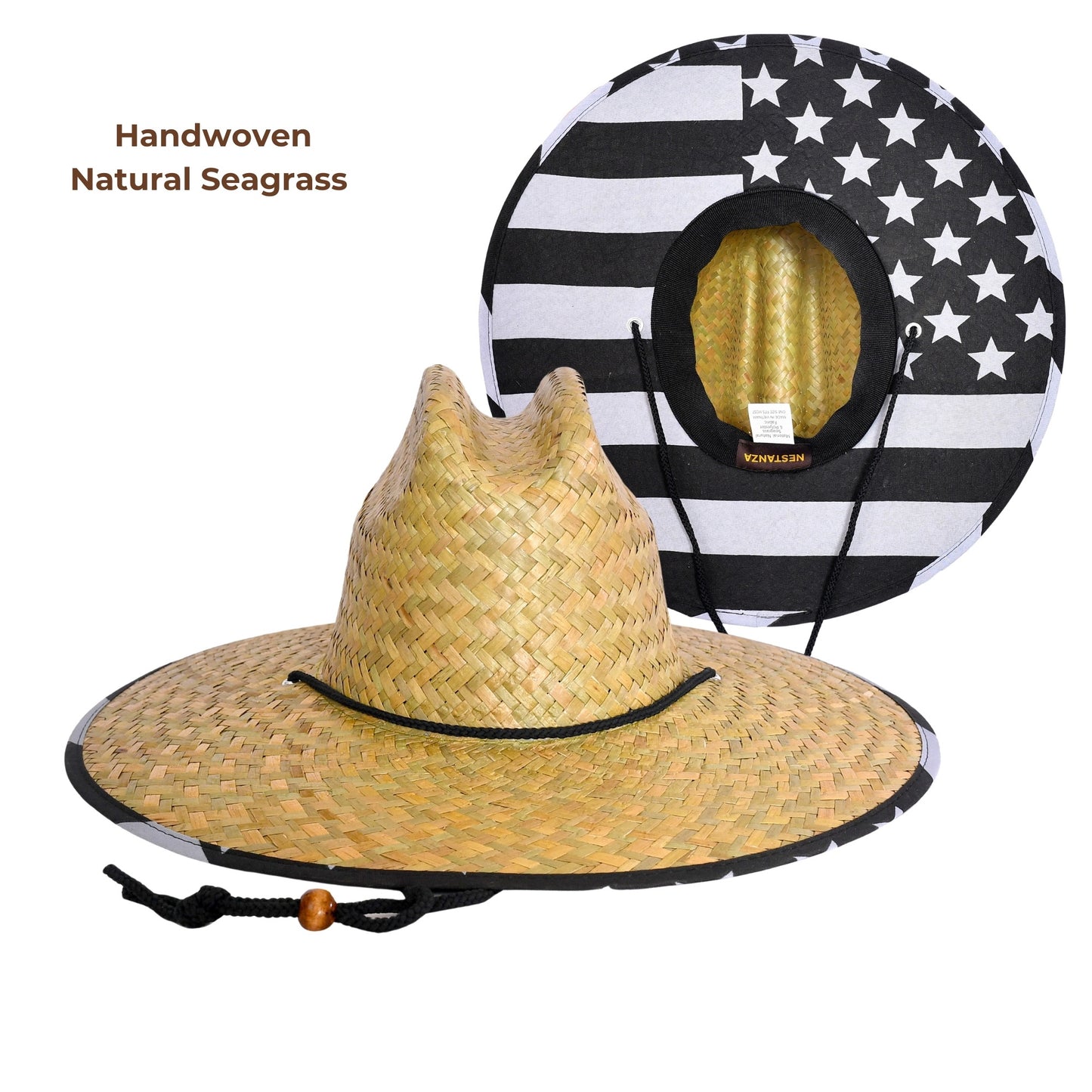Lifeguard Straw Hats with Midnight Flag Lining
