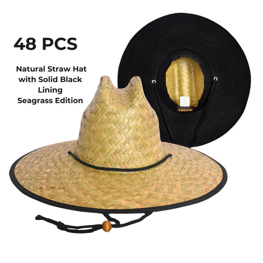 48 PCS Lifeguard Straw Hats with Solid Black Lining (MSRP $14.99)