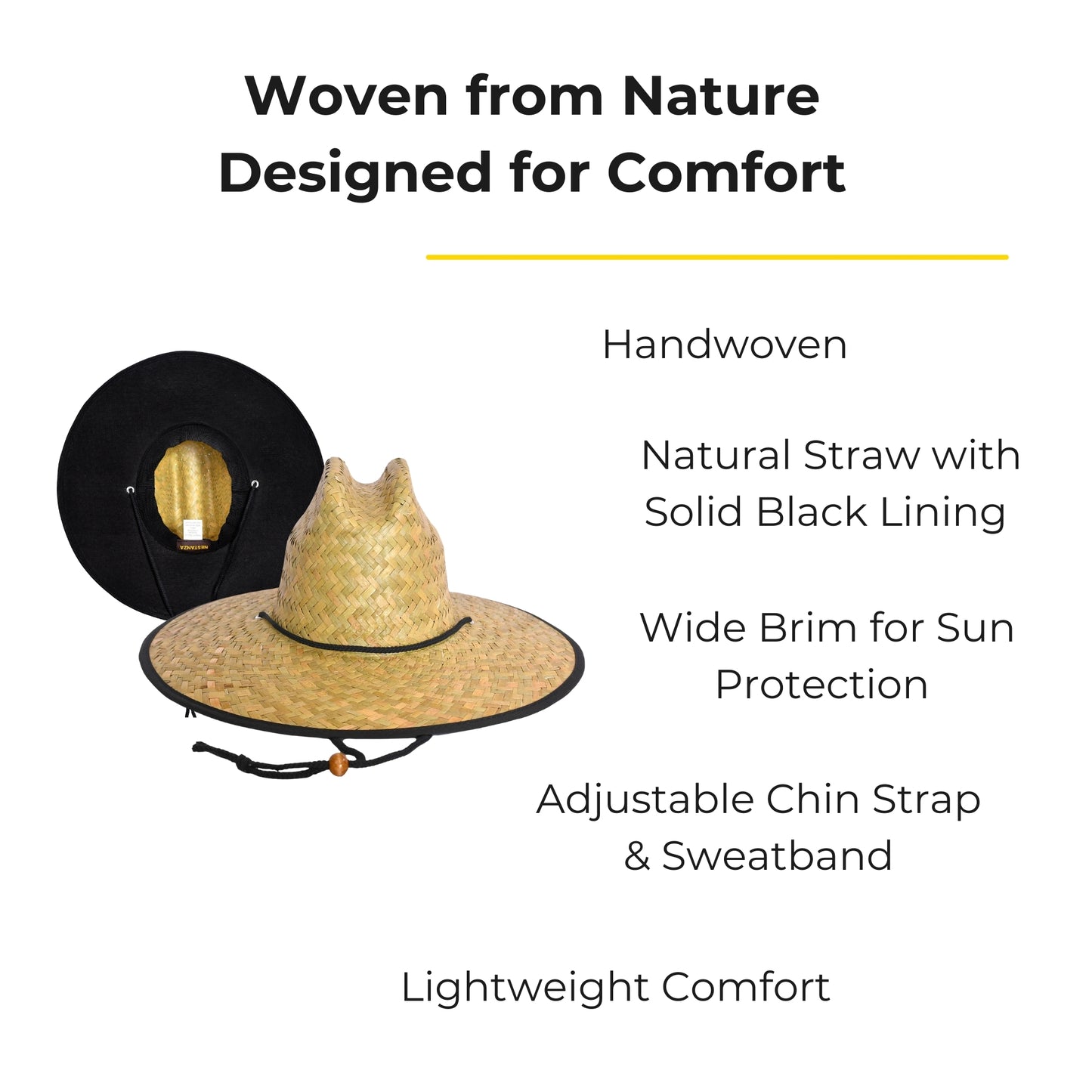 48 PCS Lifeguard Straw Hats with Solid Black Lining (MSRP $14.99)