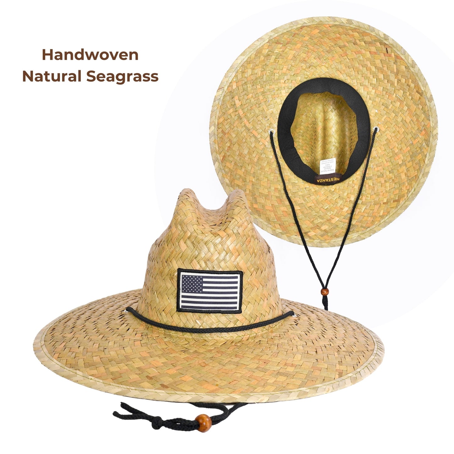 Lifeguard Straw Hats with Flag Patch