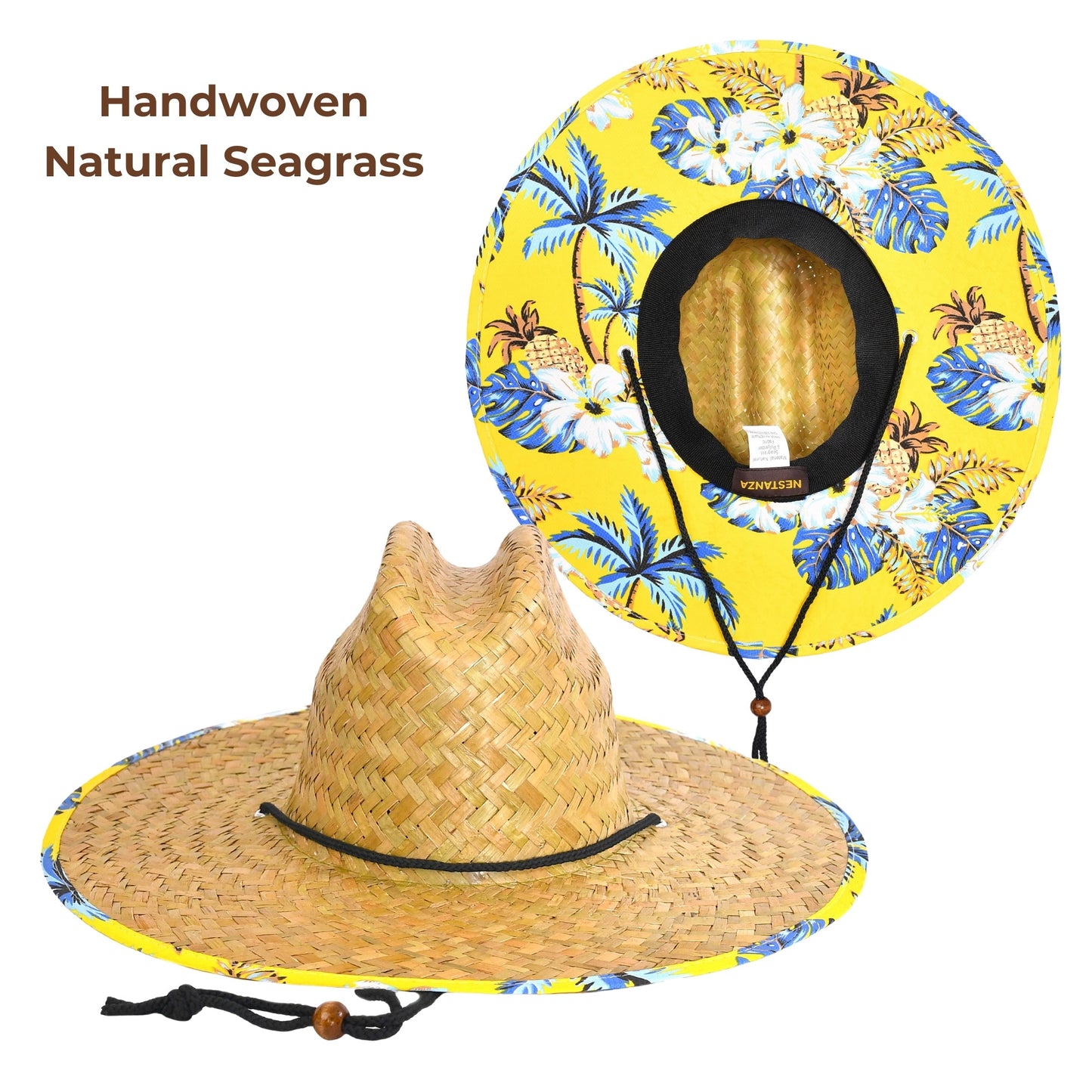 Lifeguard Straw Hats with Tropical Yellow Lining