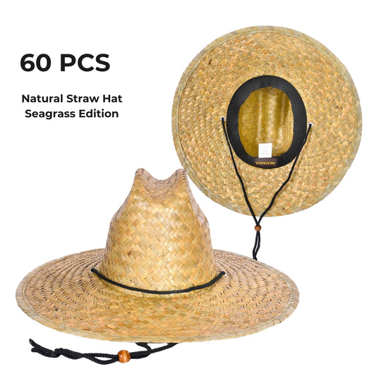 60 PCS Lifeguard Straw Hats Natural (MSRP $9.99)