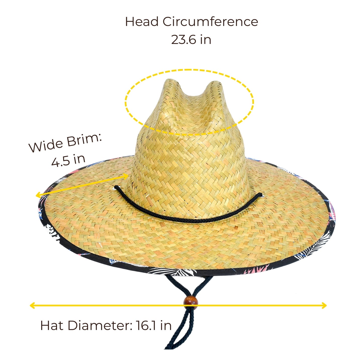 Lifeguard Straw Hats with Black Fish Lining